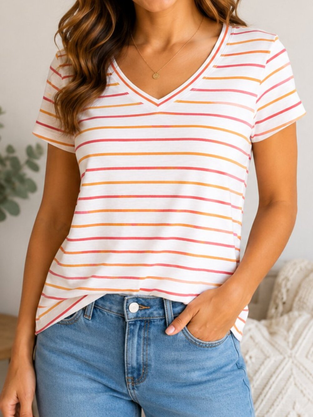 LOFT striped casual tee size L